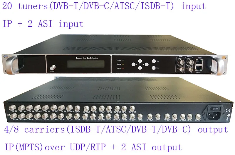 20 way dvb-s2/S to ISDB-T catv digital modulator, 20 way ISDB-T tuner to ISDB-T RF modulator, TV headend for hotel/hospital