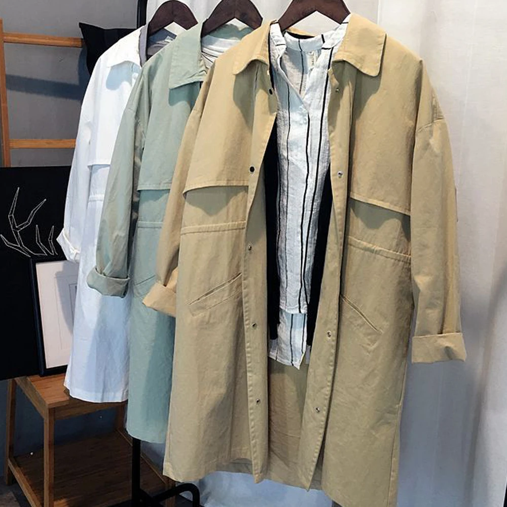 2017 Осень Новый оверсайз женский длинный корейский Тренч свободный большой