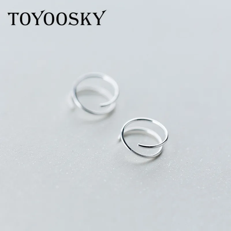 

TOYOOSKY 925 Sterling Silver Small Ear Bones Ear Buckle Ring 6mm 8mm 10mm Tightly Packed Mini Double Ring Earrings