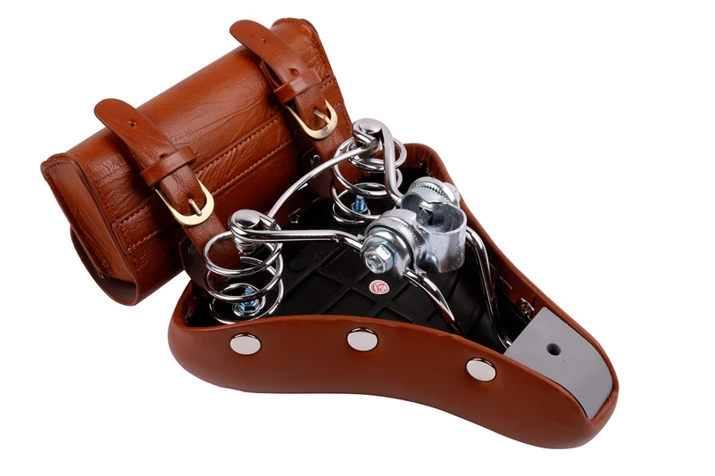 Винтажная велосипедная сумка для хранения с велосипедным седлом коричневого