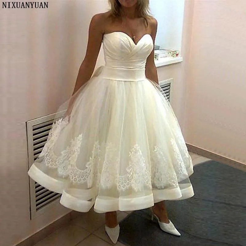 Sexy Sweetheart Ball Gown Short Tea Length Wedding Party Dress Custom Made | Свадьбы и торжества