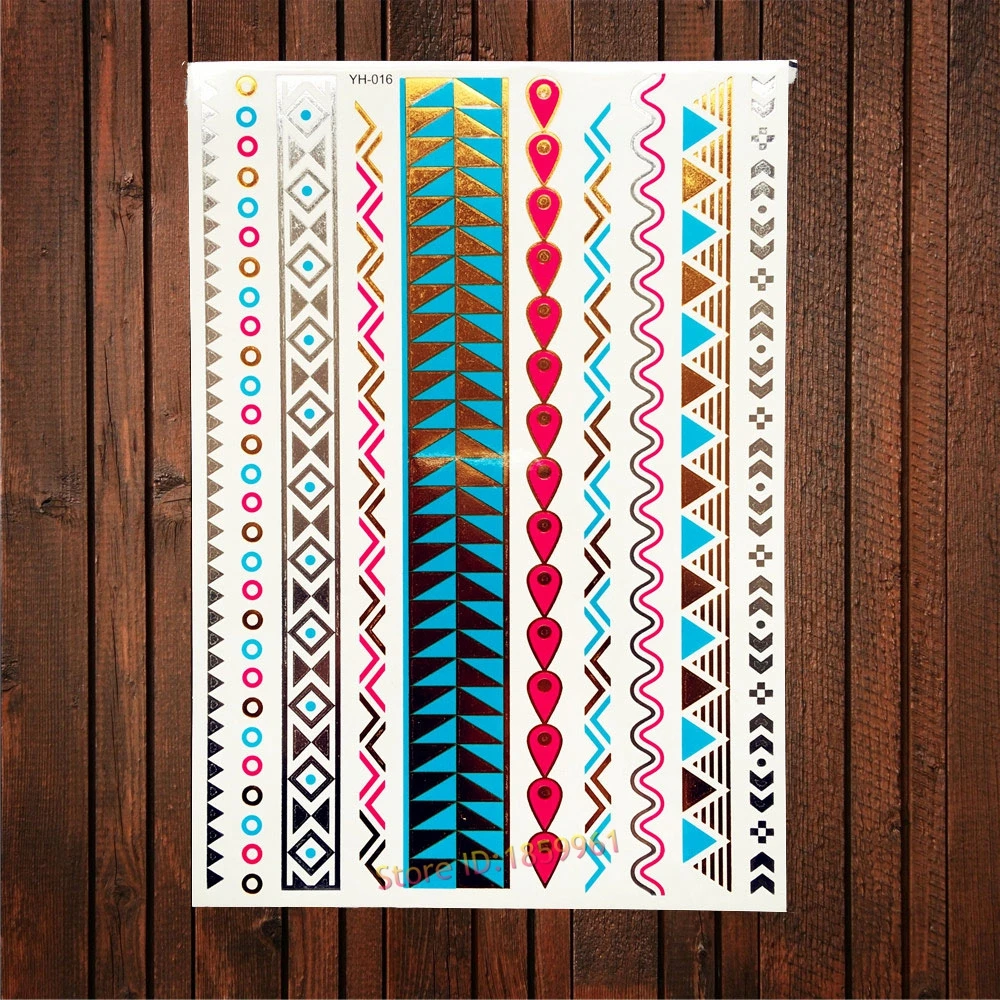 1PC Fake Large Gold Temporary Removable Tattoo Sexy Body Arm Sleeve Bracelet Flash Stickers Women Makeup Party Hot | Красота и