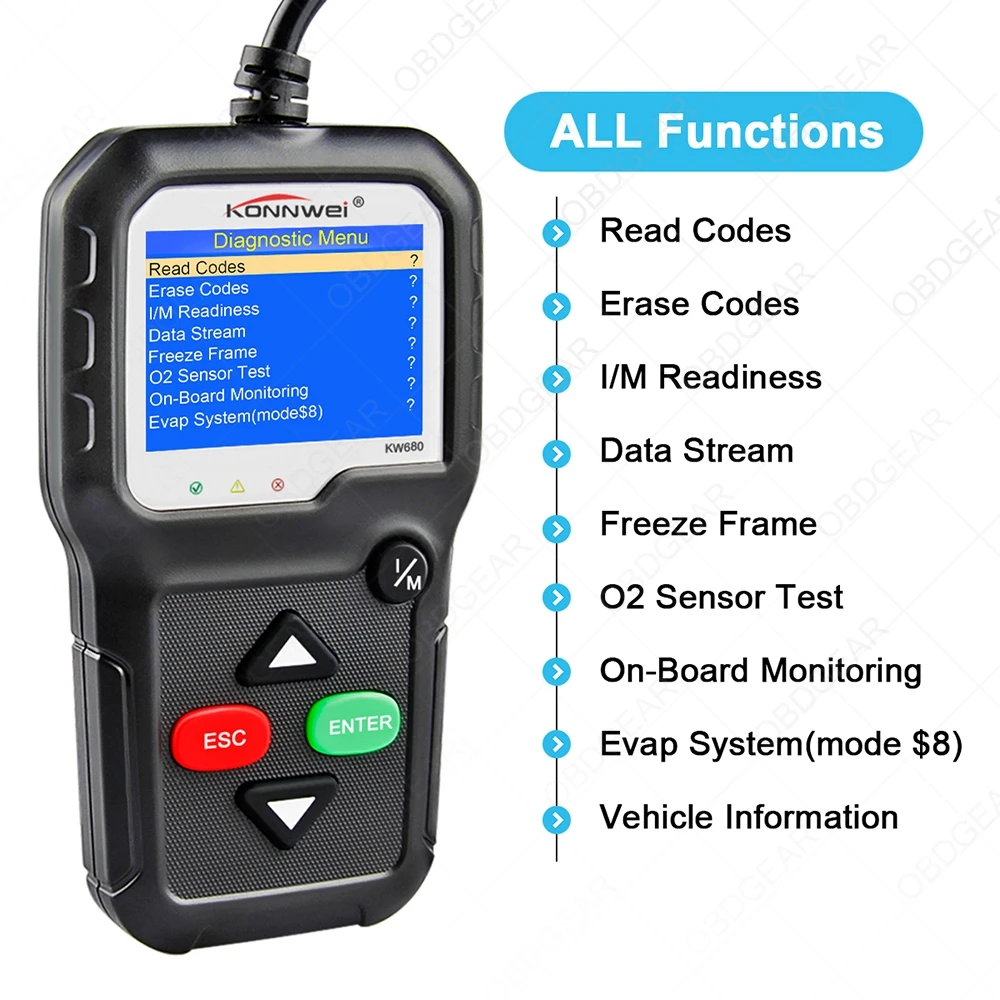 OBD2 читателя Кода KONNWEI KW680 полный Функция сканер Авто Многоязычная OBD 2