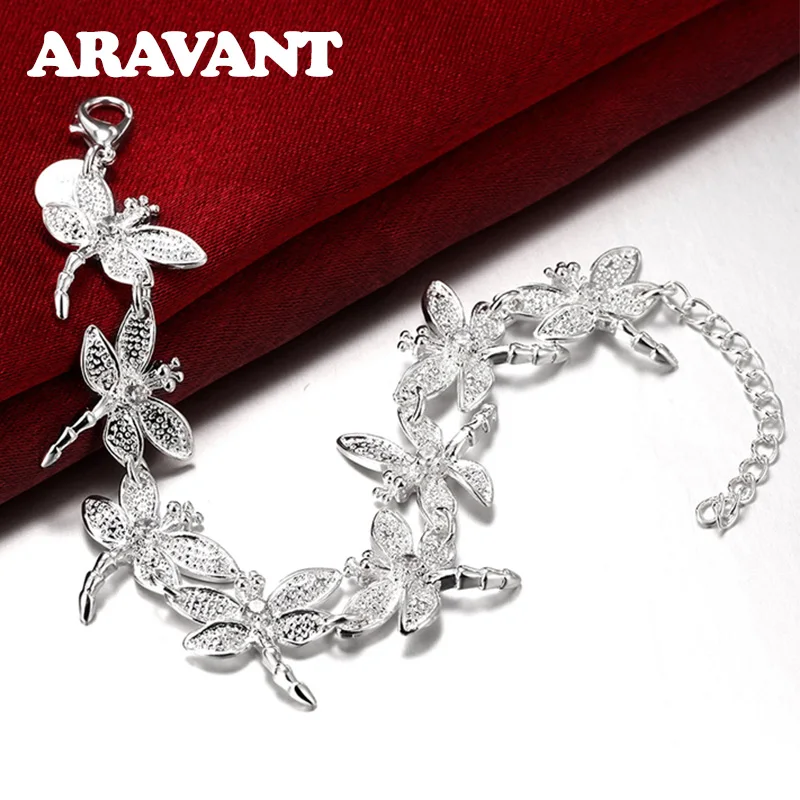 

925 Silver Dragonfly Bracelets Chain For Women Fashion Jewelry Gifts