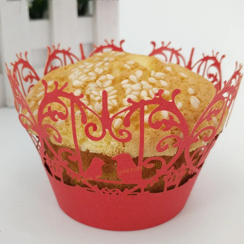 100 шт./лот сделай сам лоток для торта с лазерной гравировкой и вырезанными птицами