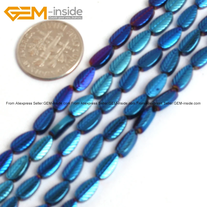 Жемчужные бусины с голубым металлическим покрытием отражающие гематитовые