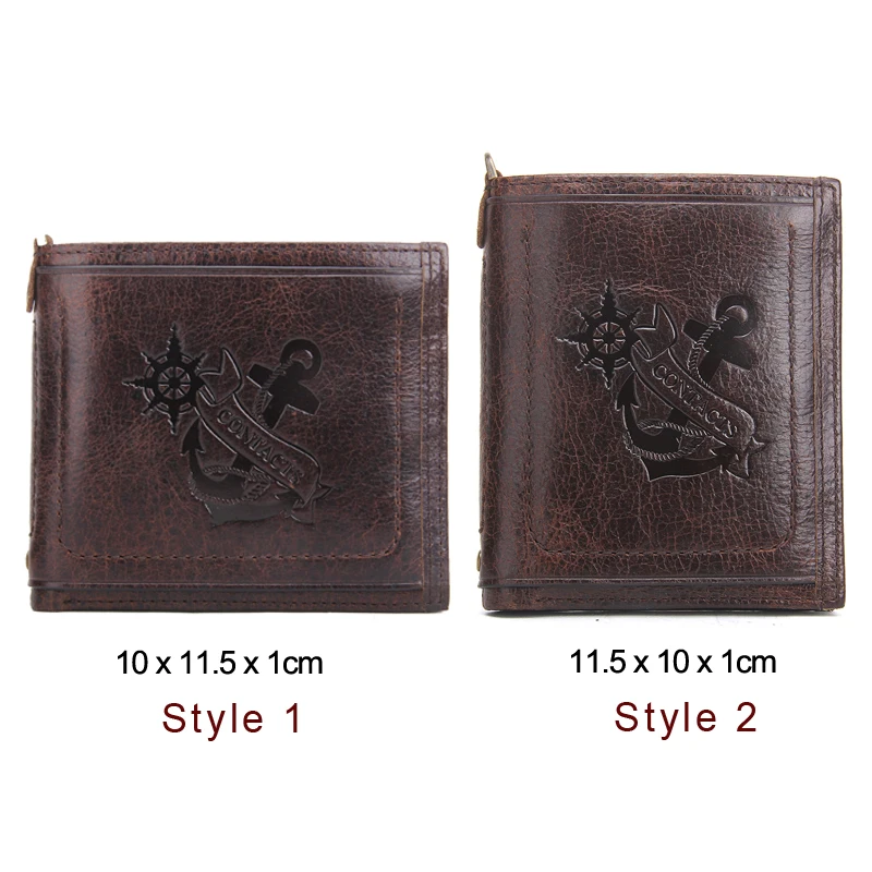 Мужские кошельки из натуральной кожи круиз печати дизайн мужской Rfid Бумажник с