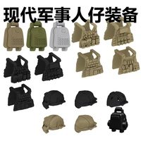 5pcs modern military vest backpack helmet weapons swat military playmobil figures original building blocks bricks mini toys
