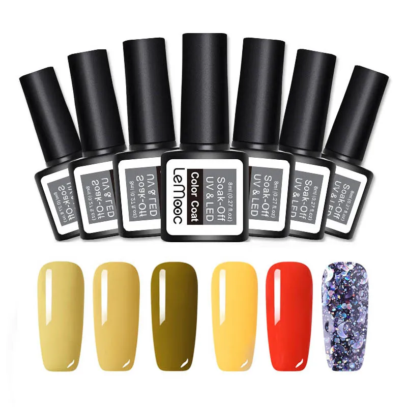 Set 18 LEMOOC 6 шт./компл. 8 мл однородного цвета для ногтей гель блеск польский UV Soak Off стойкий гель для ногтей UV гель Лаки лаковое гелевое покрытие для ногтей - Цвет: Set 18