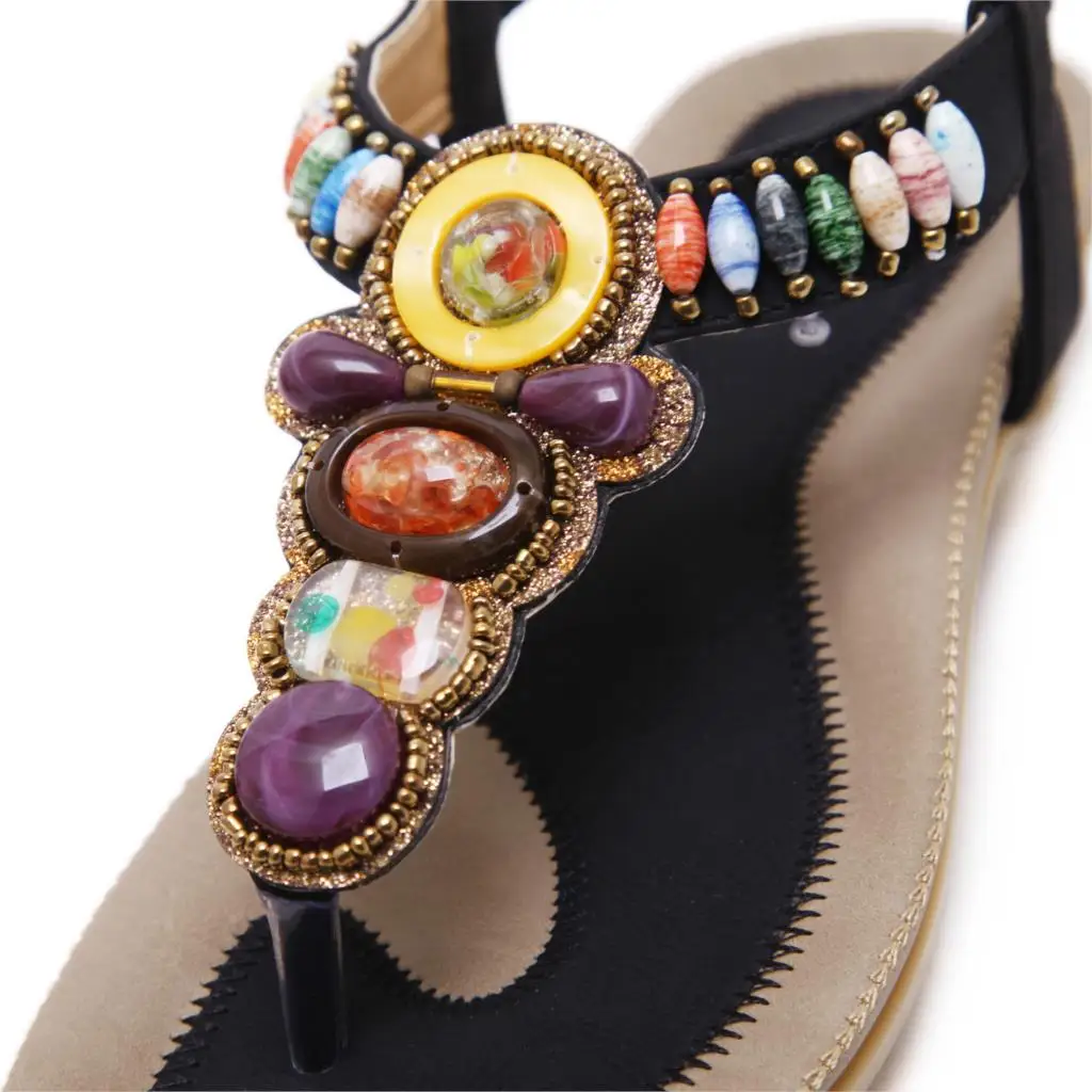 Сандалии женские в богемном стиле босоножки на плоской подошве повседневные