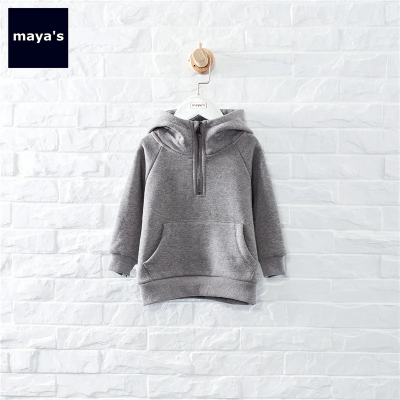 01 Grey Mayas/мягкие теплые осенние толстовки из хлопка для девочек; серые утепленные толстовки на молнии для мальчиков; новые модные черные топы для детей; 81248 - Цвет: 01 Grey