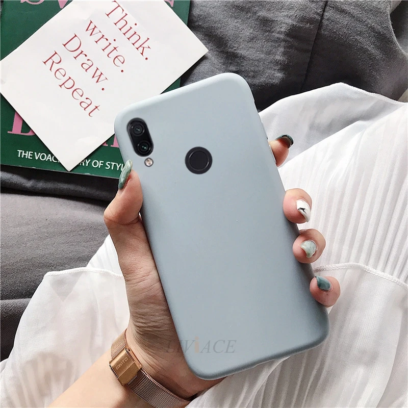 gray Однотонный силиконовый чехол карамельного цвета для xiaomi redmi note 7 note7 pro/redmi 7 желтый тонкий ТПУ чехол для задней панели телефона - Цвет: gray