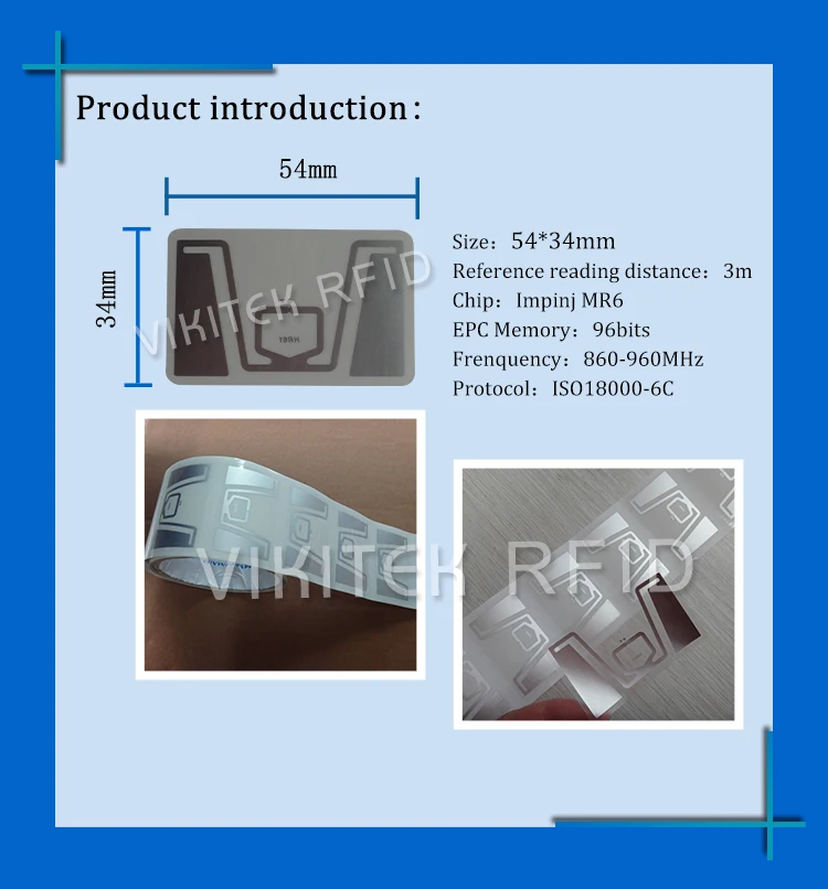 UHF RFID Метка HR61 инкрустация Impinj Monza R6 MR6 чип 860-960 МГц 900 915 868 МГц Higgs3 EPCC1G2 6C смарт-карта Пассивная RFID Метка