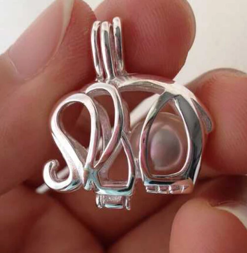 925 Серебряный слон жемчуг/драгоценный камень Бусины медальон клетка кулон