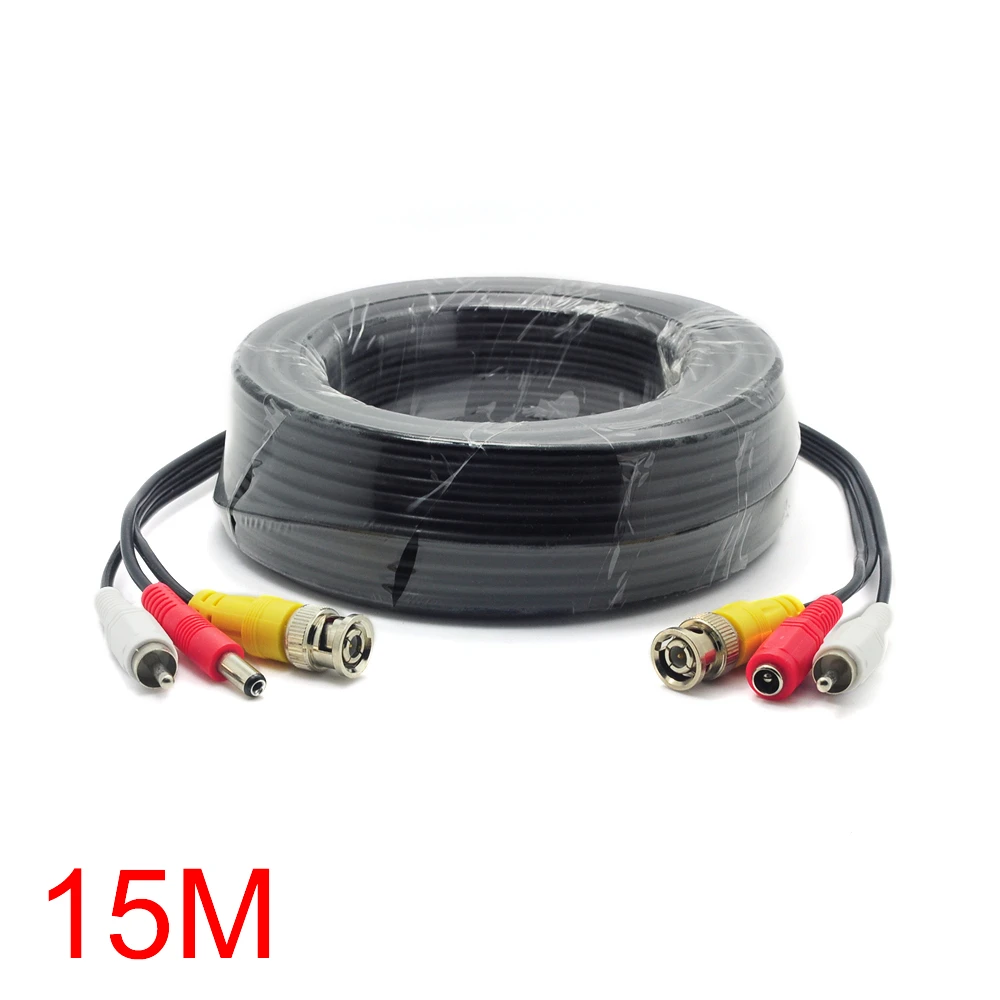 15 м/49ft BNC RCA DC разъем аудио видео Мощность Провода кабель для видеонаблюдения
