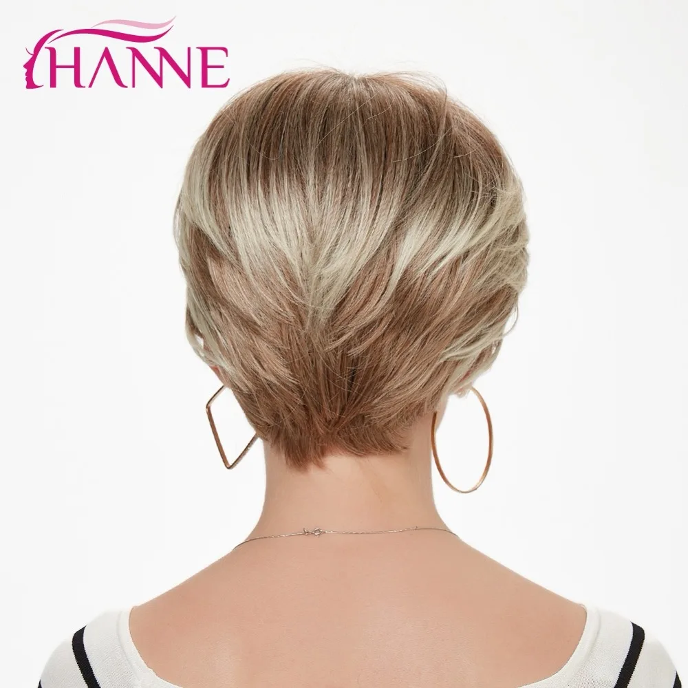 HANNE, короткие синтетические волосы, парики для женщин, кружевной топ, парик, смешанный коричневый и блонд, 613 натуральные парики, косплей парик