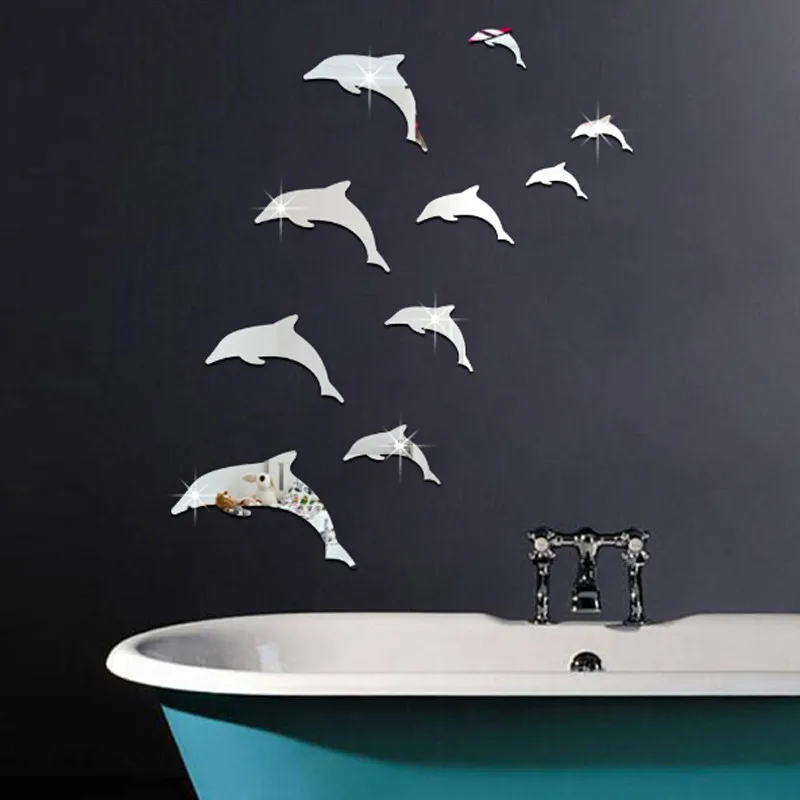 Фото Новые популярные 201910 шт зеркало с дельфином для домашнего искусства росписи DIY