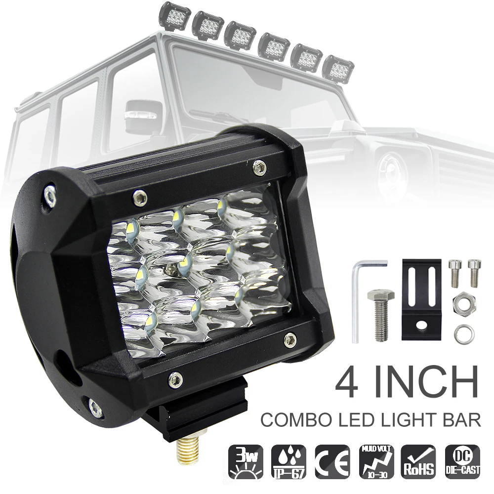 

Car Light 4 Inch 36W 5500LM DC 10 ~ 48 V Modified Top LED Light with Three Rows light Bars for Off-road Car / Pickup / Wagon