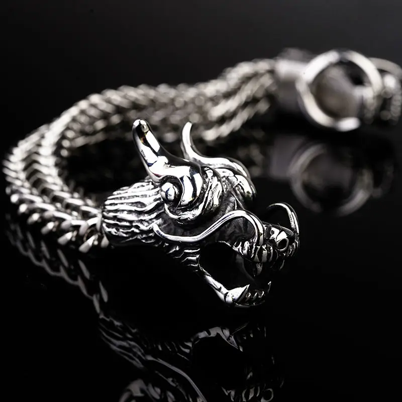 

Fashion Punk Style Titanium Stainless Steel Bracelet Jewelry Casting Classic Fashion Bracelet 19.5/20/21cm