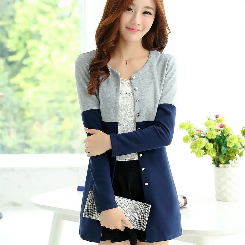 Женский кардиган весенне-осенний Повседневный вязаный свитер с прострочкой