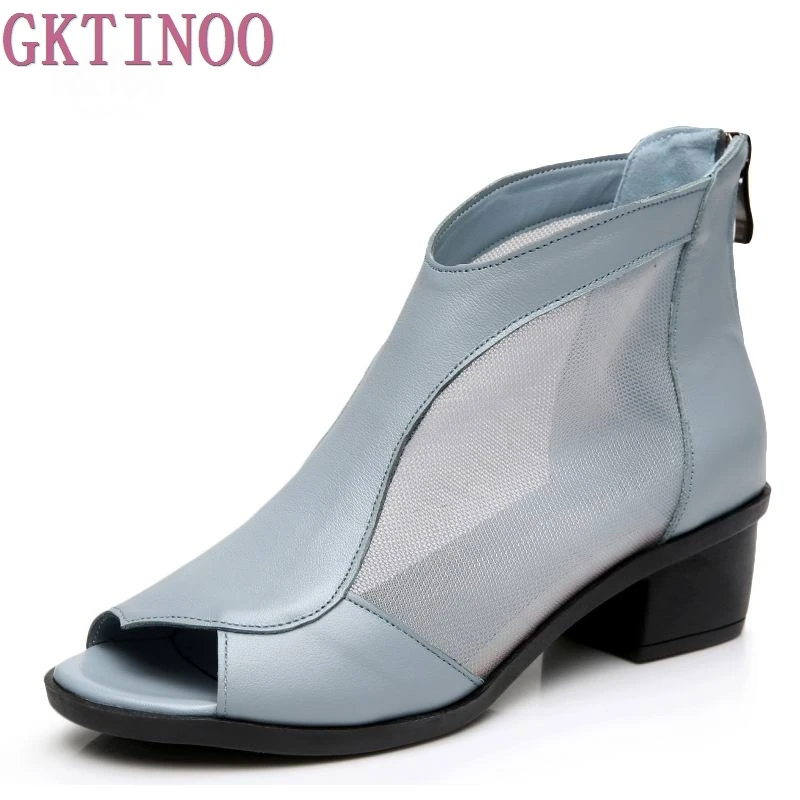 Модная женская летняя обувь из натуральной кожи сандалии с открытым носком