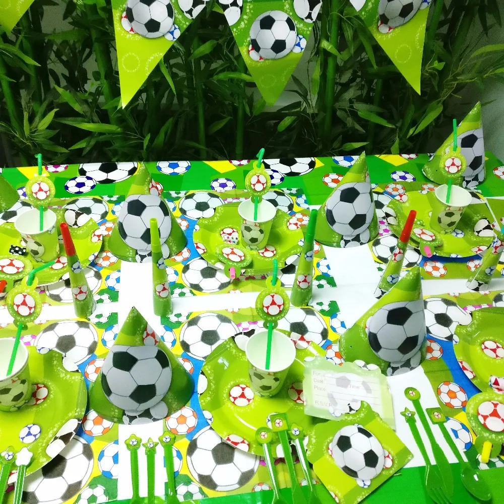 Футбол детская День рождения декорации поставок салфетки Шапки баннер на