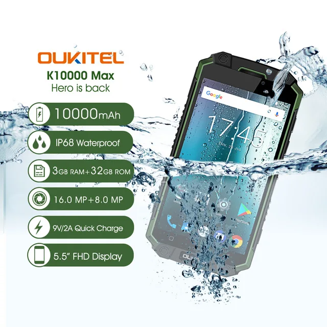 Oukitel K10000 Max 3 ГБ ОЗУ 32 Гб ПЗУ IP68 водонепроницаемый пылезащитный противоударный
