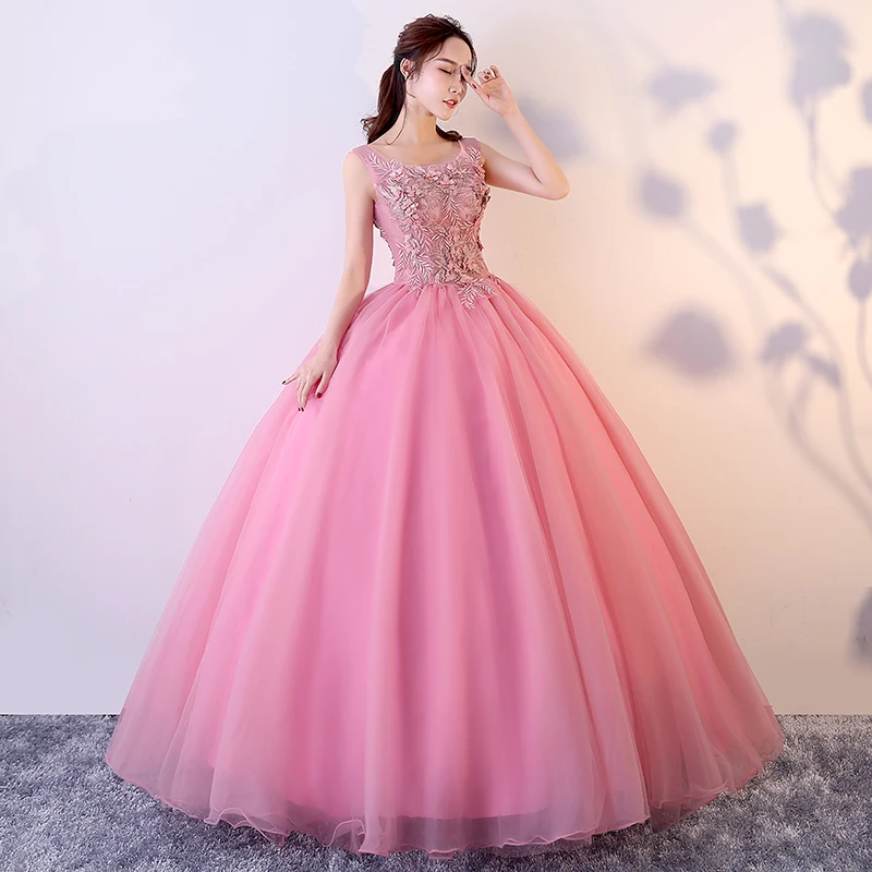 Evening Dress Elegant Scoop Neck Sleeveless Lace Up Back Ball Gown Tulle Embroidery Sweet Pearls Party Prom | Свадьбы и торжества