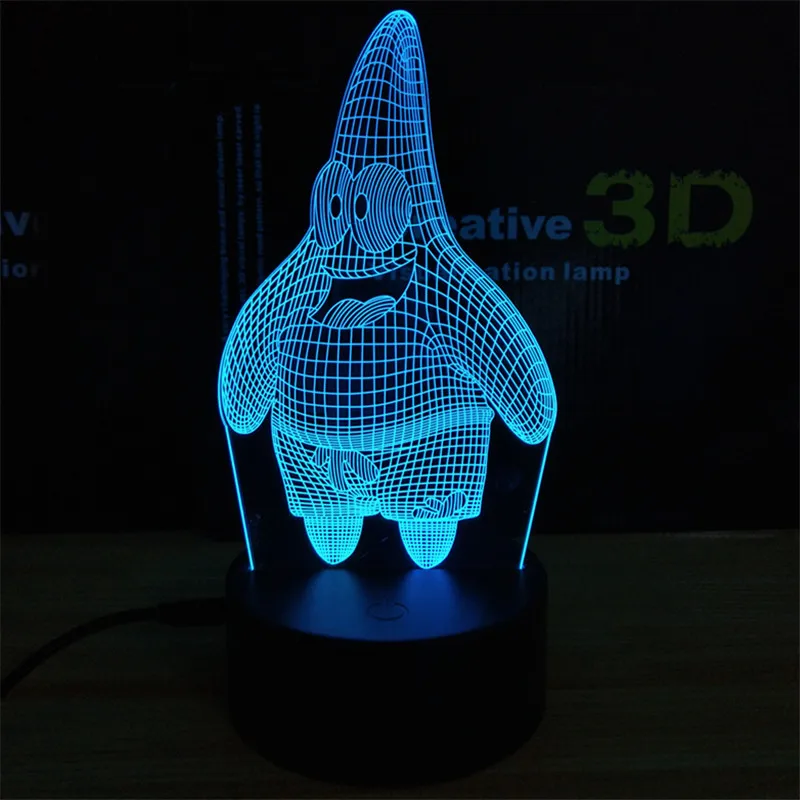 3d-лампа в виде Патрика звезды романтический акриловый Настольный светильник с