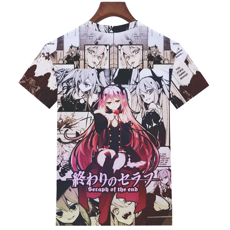 Серафим конца Hiiragi Shinoa Krul Tepes 3D Футболка с принтом Косплей Костюм Owari no Seraph для мужчин и женщин повседневные футболки