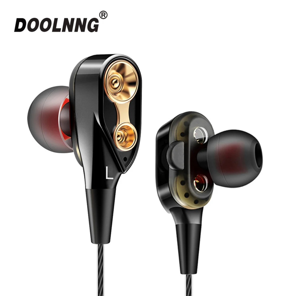 DOOLNNG In Ear двойной блок привод наушники бас сабфувер и гарнитура для телефона