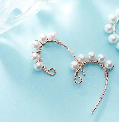 rose gold 1 pair Ins Мода ракушка жемчуг ремесло женские серьги-кольца 925 серебрянная проволока девушки ушной крючок аксессуары тонкие серебряные украшения для пирсинга - Окраска металла: rose gold 1 pair
