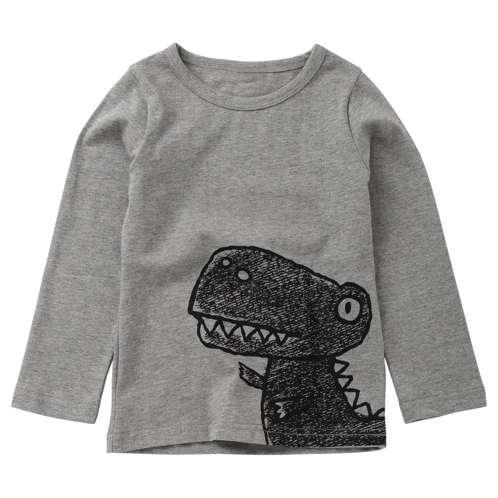 Осенняя детская футболка с принтом динозавра для мальчиков топы футболки одежда