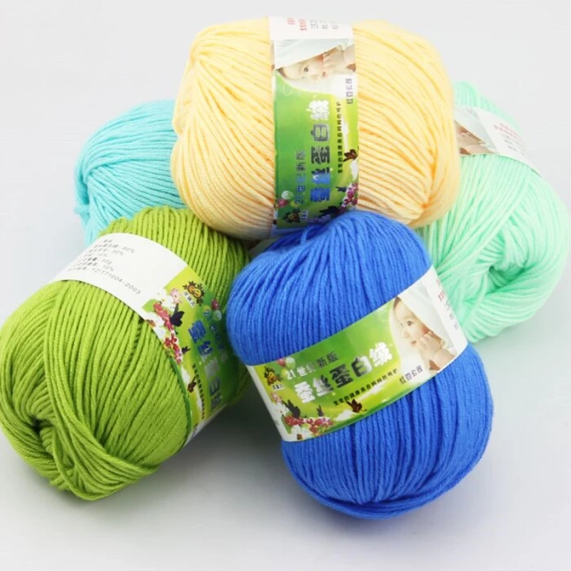 50g/PC Worsted Super Soft Baby Milk Cotton Yarn Silk Protein Wool Hand Knitting Crochet Threads |