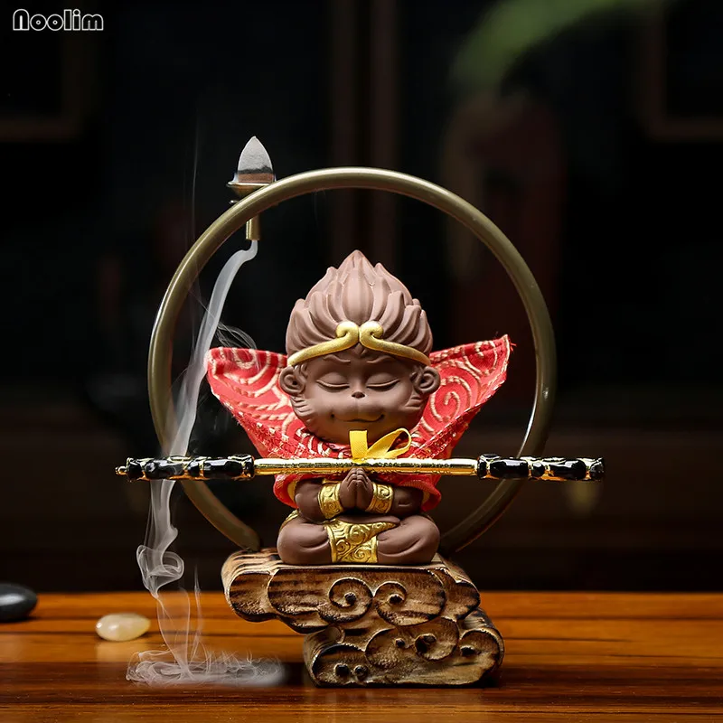 Креативный обратного потока курильница фиолетовая глина обезьяна король чай