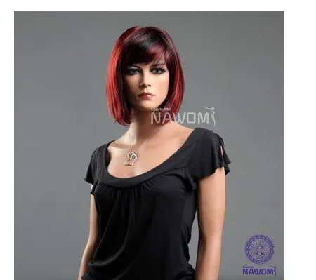 Harajuku Anime Wig Cosplay Women Europe Style Short Straight Synthetic Hair Black Red Ombre Wigs Costume Party Peruca Perucas |