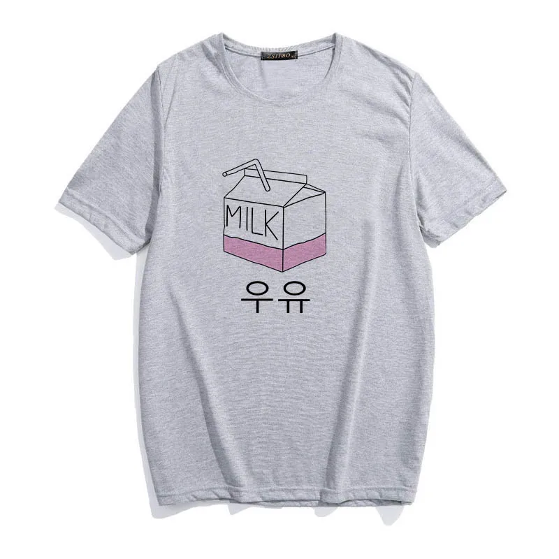 Kawaii Ulzzang, Harajuku, эстетическая футболка, принт с героями мультфильмов, короткий рукав, топы, футболки, Корейская Новая модная повседневная женская одежда - Цвет: 2 gray