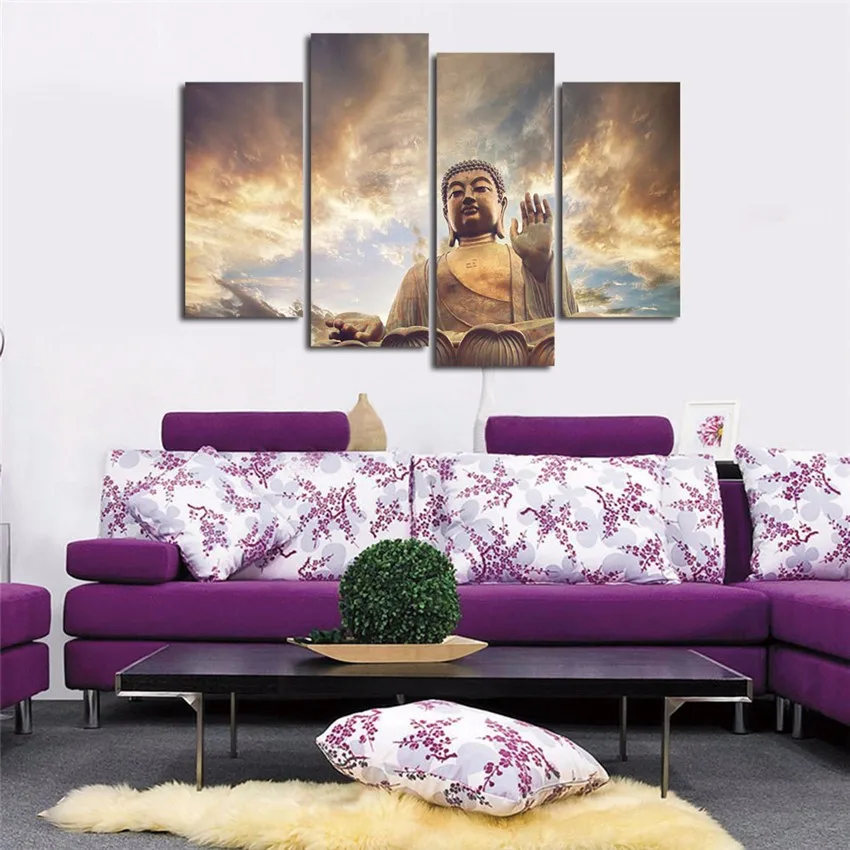 Настенная картина без рамки HD печать Будда современное искусство 4 шт. постер для