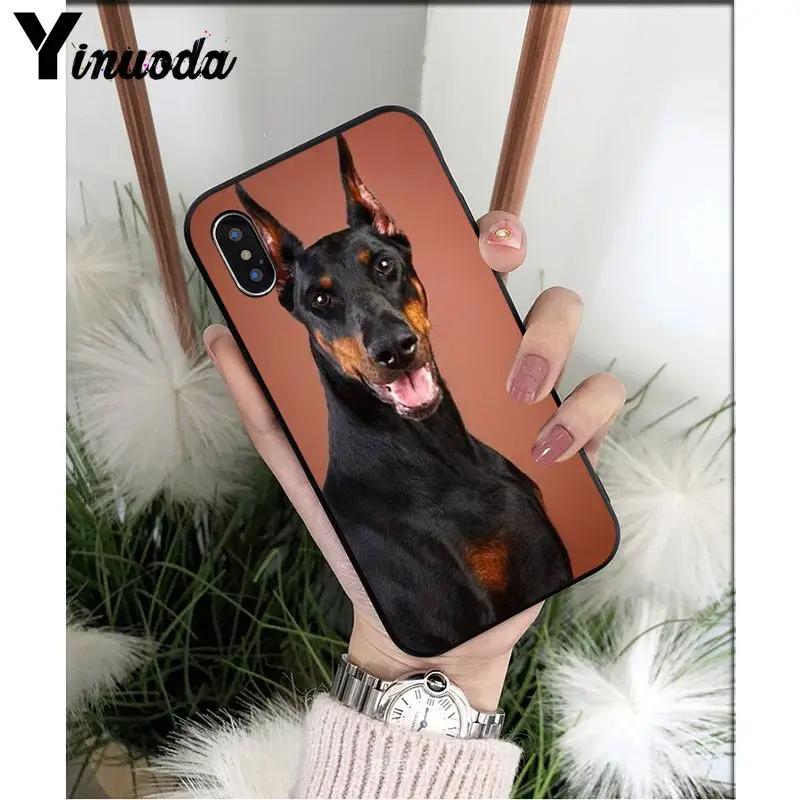 Yinuoda черный такса собака добермана ТПУ мягкий чехол для телефона Apple iPhone 8 7 6S Plus X XS MAX 5 5S SE XR мобильный чехол