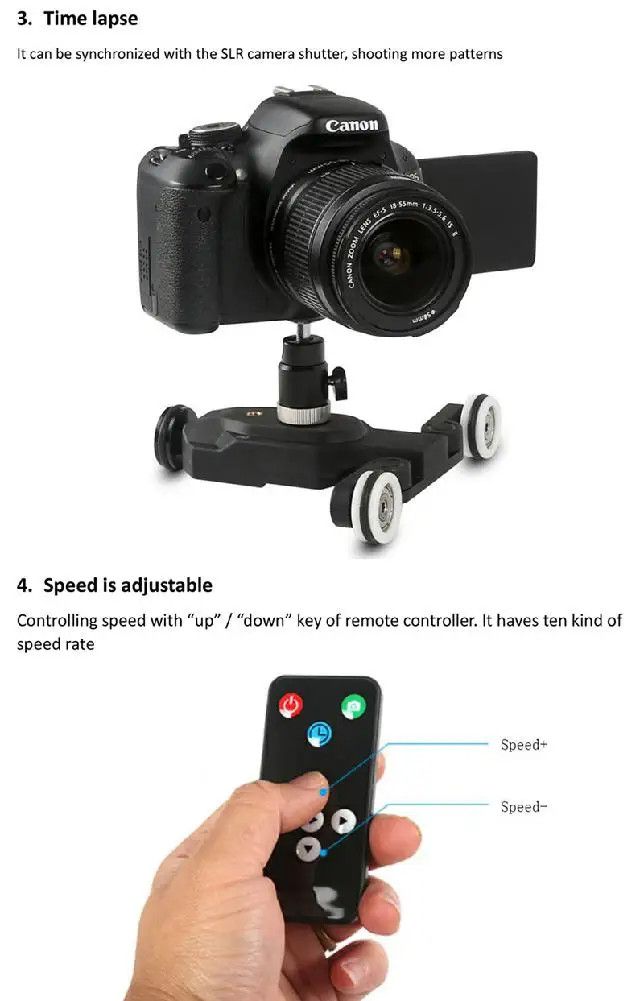 BEESCLOVER 3 колеса Wirelesss видео Камера автоматическая тележка Скейтер для железнодорожных путей для DSLR Камера s видеокамеры iPhone r25