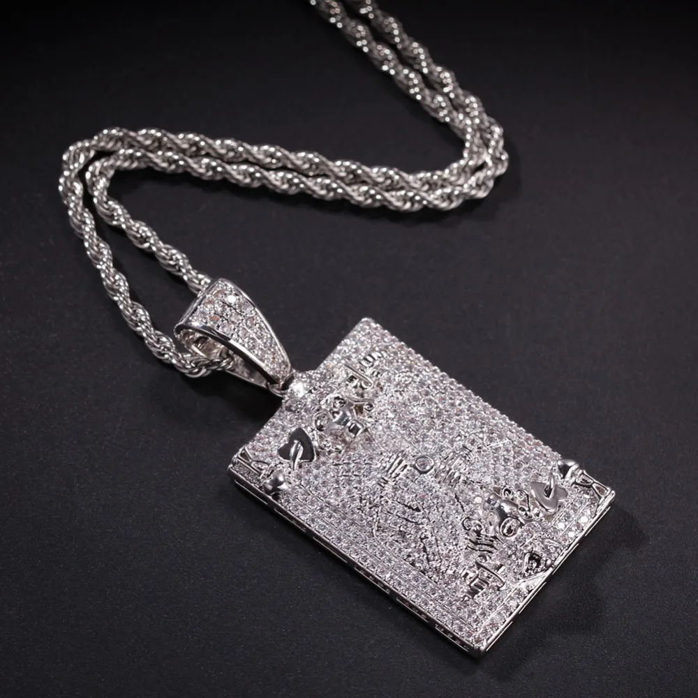 Для мужчин хип хоп iced out игры подвеска открытка ожерелья AAA модная с цирконием