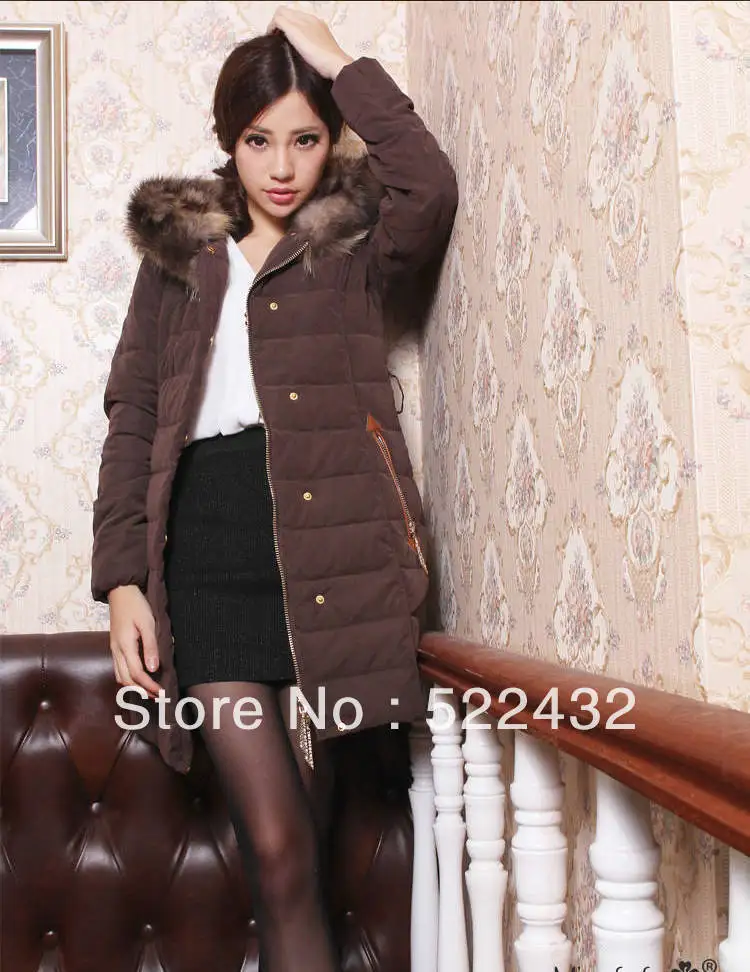 2013 New Down Jacket Wool Top Quality Zipper Winter Coat Elegant Temperament B048 | Женская одежда