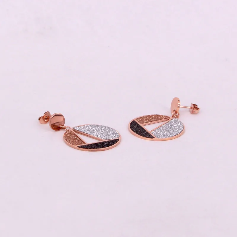 Stainless Steel Fashion Love Three Color Round Geometric Drop Earrings Rose Gold Women Party wedding Gift | Украшения и