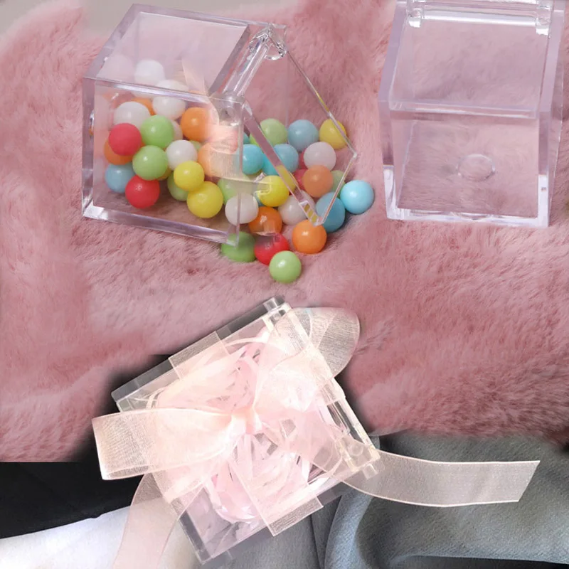 12PCS 4.5x4.5x4.5c Clear Acrylic Square Box Favors Candy Boxes Wedding Party Gifts Chocolate Package Supplies | Дом и сад