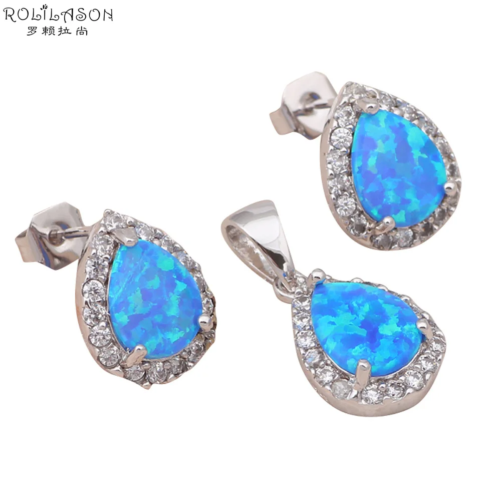 Замечательный дизайн Blue огненный опал Серебро штампованные Ювелирные изделия