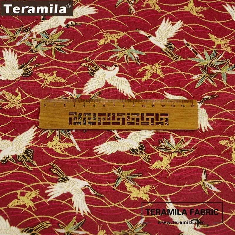 Хлопок Teramila Золотая фольга льняная ткань блестящая винно красная сумка для