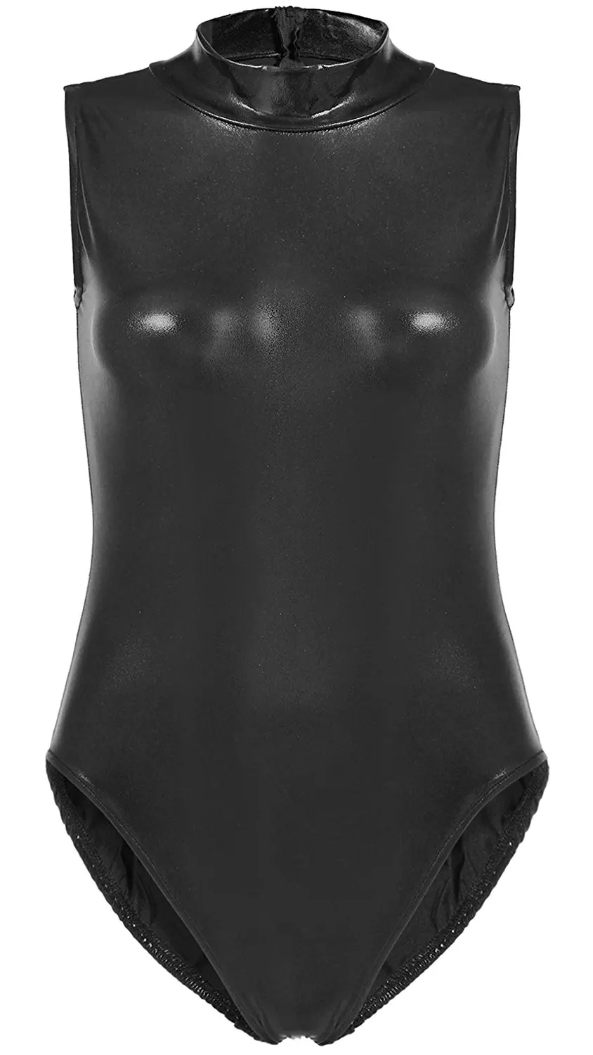 LZCMsoft женский Блестящий металлический танцевальный трико без рукавов с высоким