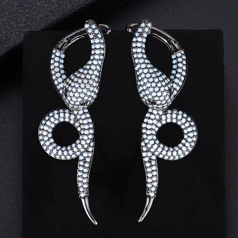 Unique Multicolors Wind Snake Shape AAA Full Cubic Zirconia Stud Earrings For Women Girls Party Wearing | Украшения и аксессуары