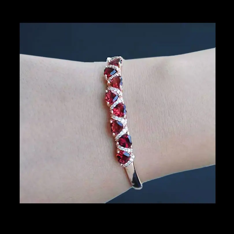 ZHHIRY натуральный гранатовый камень браслет из настоящего серебра 925 пробы женские