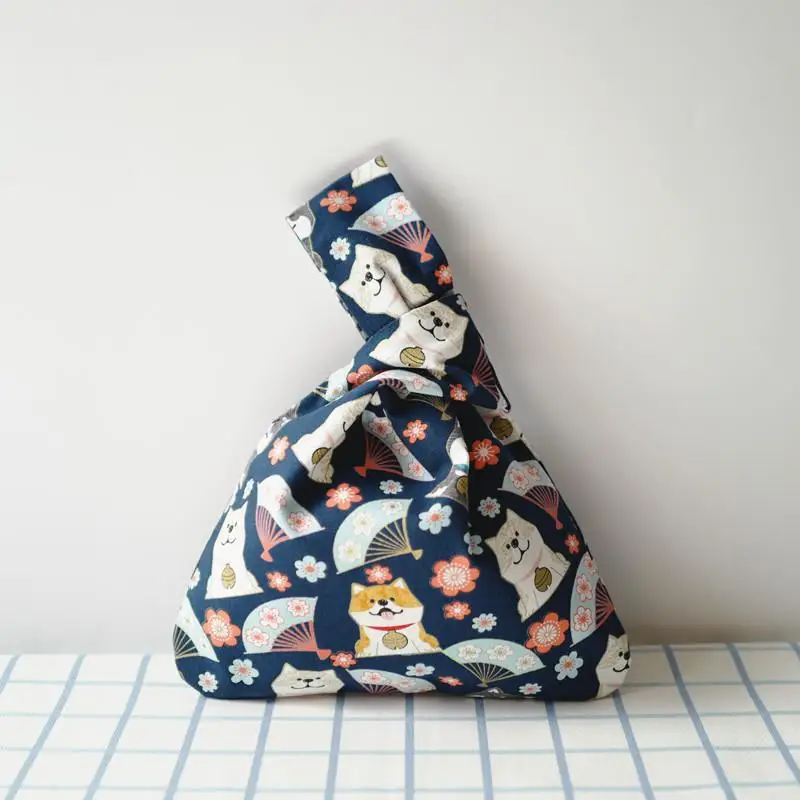 Японская ретро Сумка Браслет сумка Шиба ину Lucky Cat сумка на шнурке сумка для телефона и ключа сумка - Цвет: Blue Shiba Inu